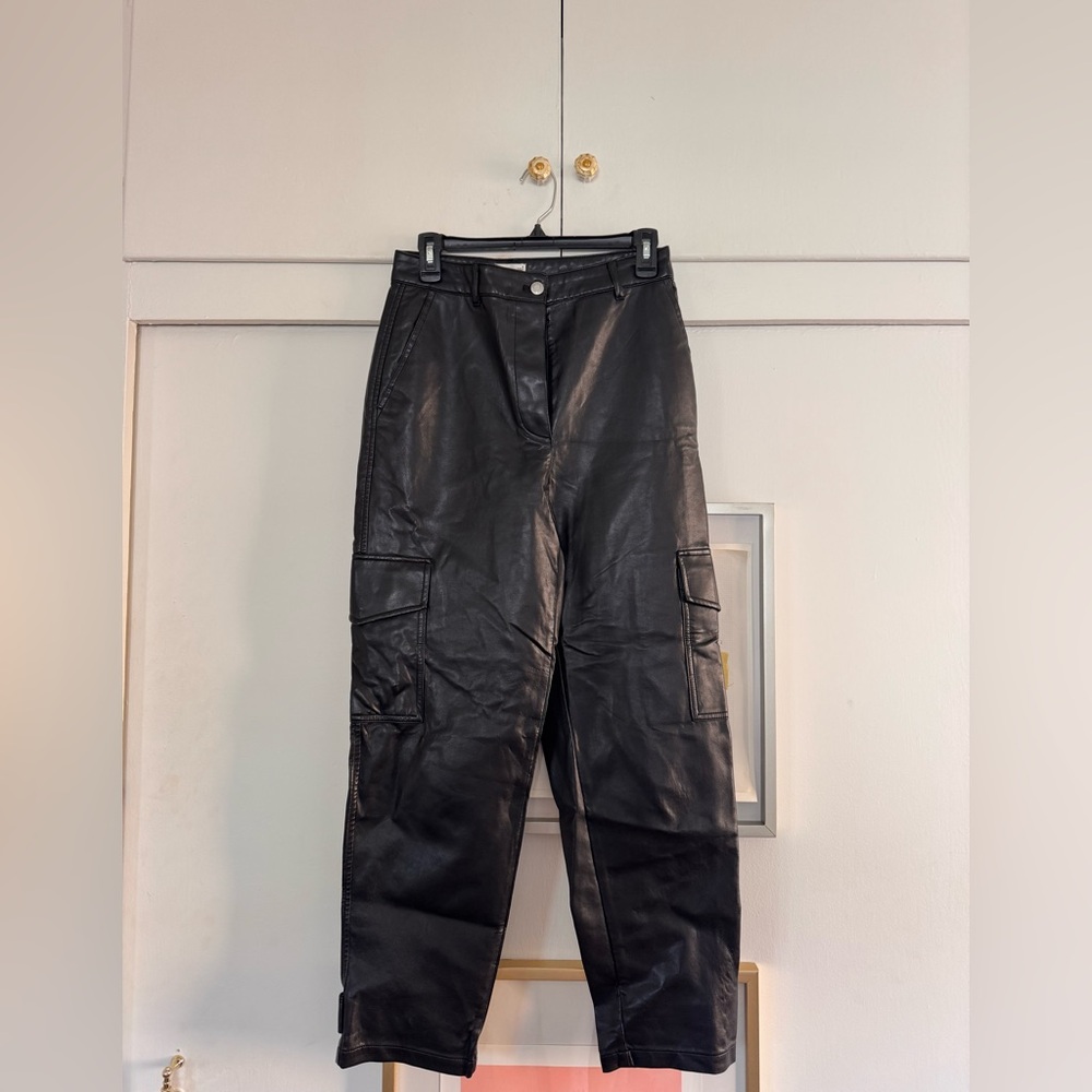 Aritzia | women’s leather black cargo pants